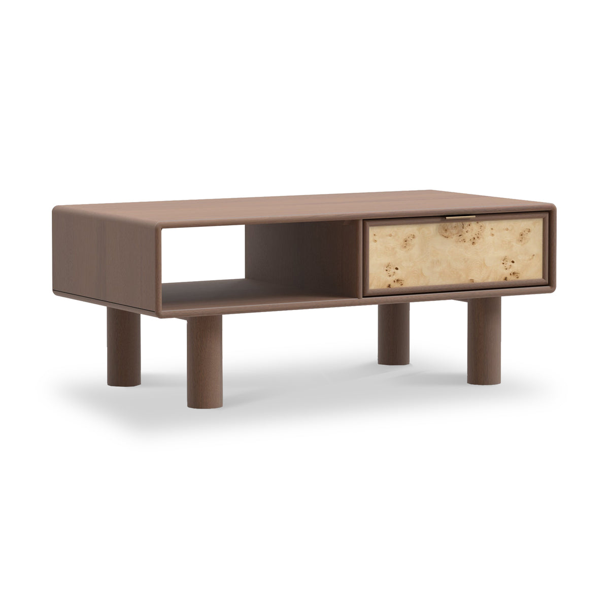 Blaire Mango Wood 1 Drawer Coffee Table Walnut from Roseland Furniture