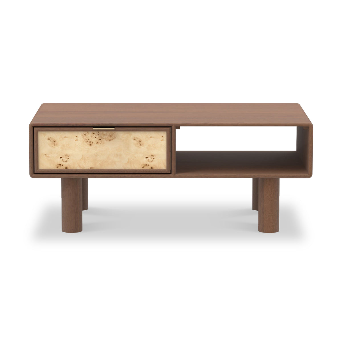 Blaire Mango Wood 1 Drawer Coffee Table Walnut from Roseland Furniture