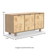 Blaire Mango Wood 3 Door Sideboard Natural from Roseland Furniture