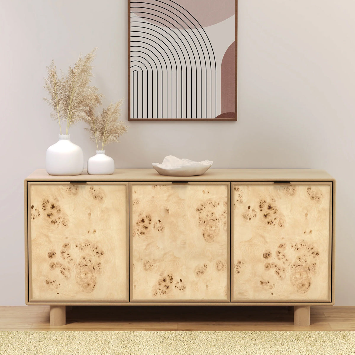 Blaire Mango Wood 3 Door Sideboard Natural from Roseland Furniture