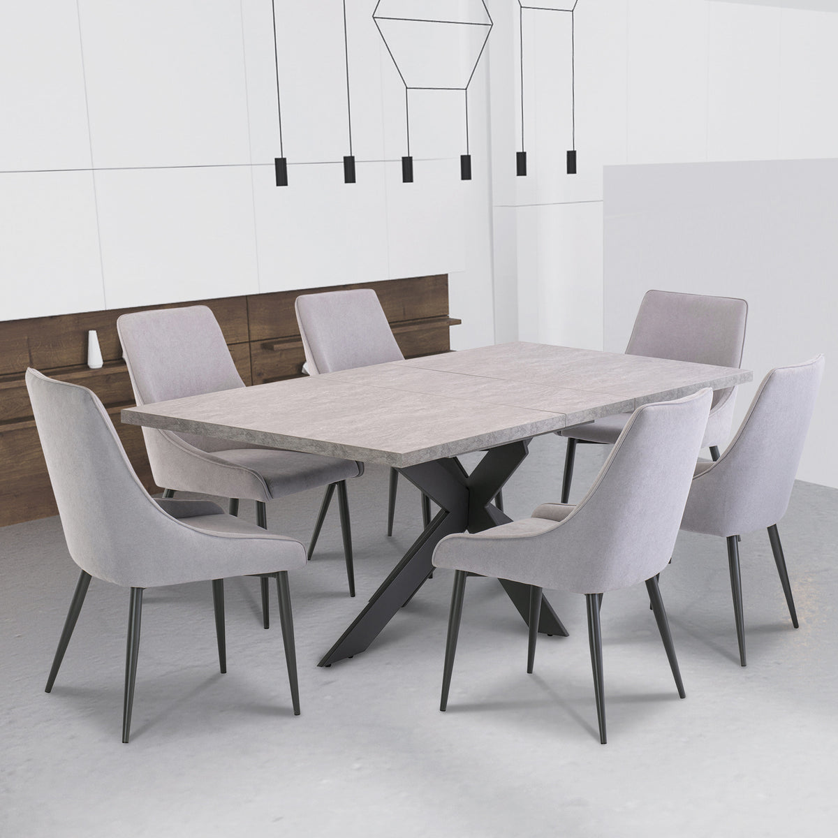 Harald-160cm-Light-Grey-Extending-Dining-Table from Roseland Furniture