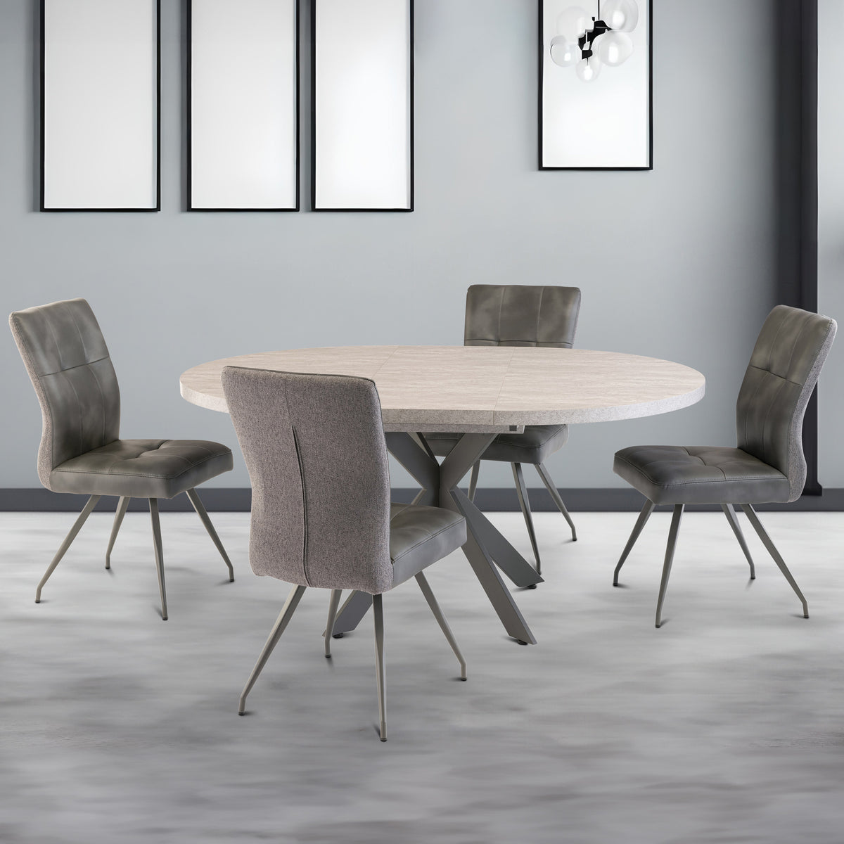 Harald-120cm-Sintered-Stone-Round-Ext-Dining-Table from Roseland Furniture