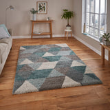 Webster Teal Triangle Geometric Rug for living room