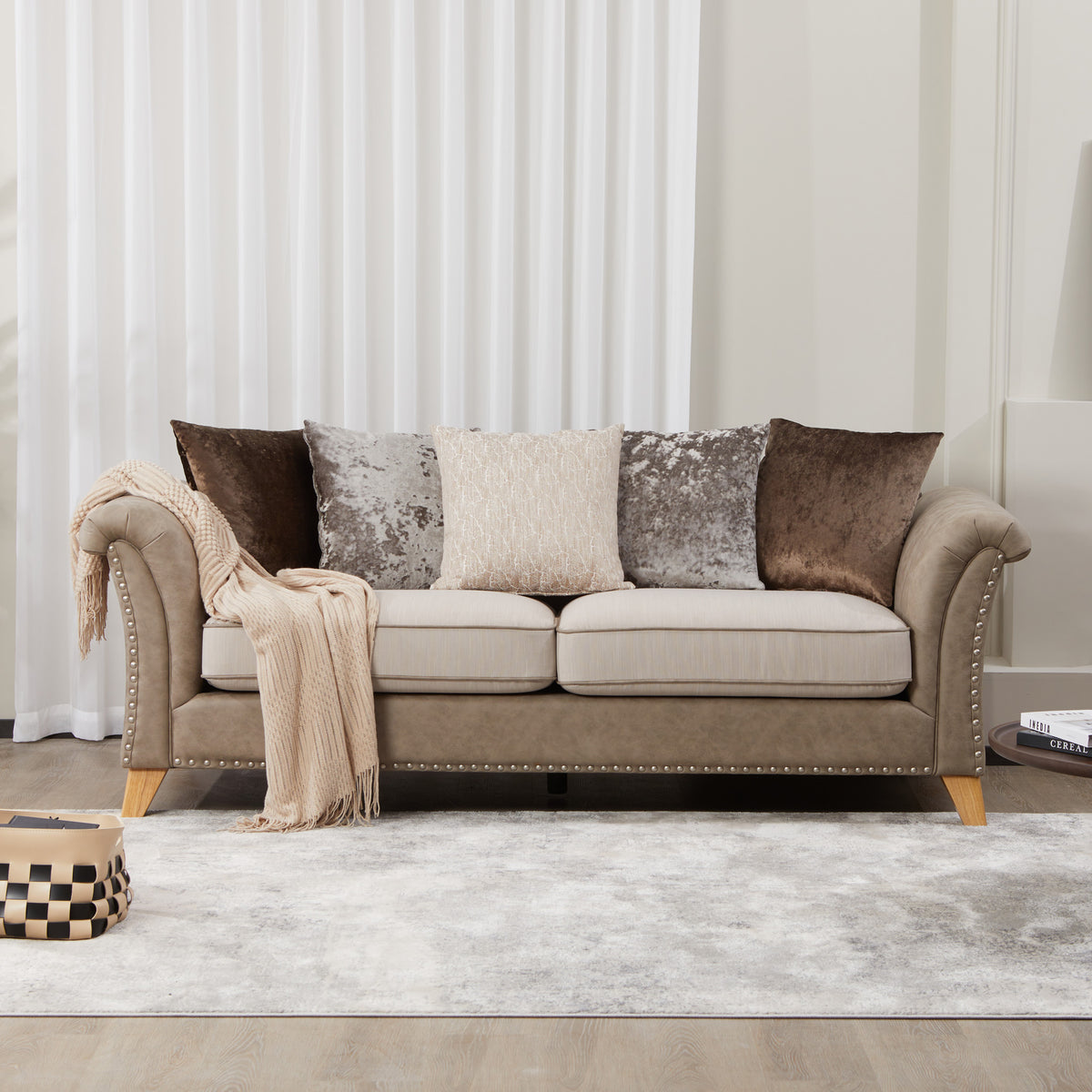 Breton Beige 3 Seater Sofa for living room