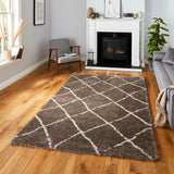 Durham Beige Berber Diamond Shaggy Rug for living room