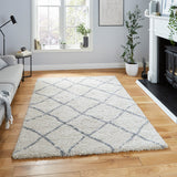 Durham Cream Berber Diamond Shaggy Rug for living room