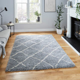 Durham Grey Berber Diamond Shaggy Rug for living room