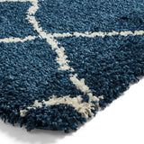 Durham Navy Blue Berber Diamond Shaggy Rug