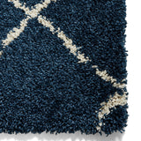 Durham Navy Blue Berber Diamond Shaggy Rug