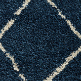 Durham Navy Blue Berber Diamond Shaggy Rug