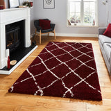 Durham Red Berber Diamond Shaggy Rug for living room