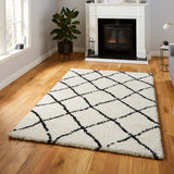 Durham Berber White Diamond Shaggy Rug for living room