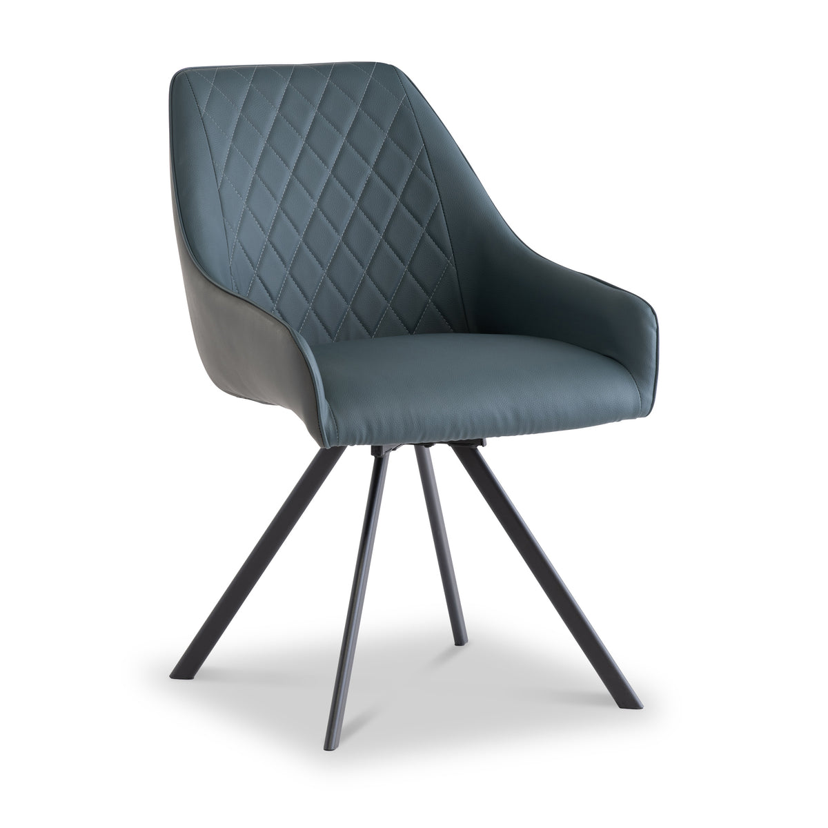 Ulrik-Faux-Leather-360-Swivel-Dining-Chair-Blue from Roseland Furniture