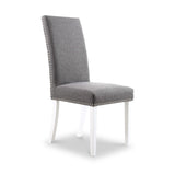 Conran Grey Stud Detail Dining Chair with White Legs from Roseland Furniture