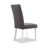 Conran Grey Stud Detail Dining Chair with White Legs