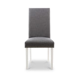 Conran Grey Stud Detail Dining Chair with White Legs