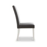 Conran Grey Stud Detail Dining Chair with White Legs