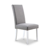 Conran Light Grey Stud Detail Dining Chair with White Legs from Roseland Furniture