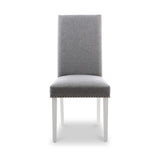 Conran Light Grey Stud Detail Dining Chair with White Legs