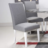 Conran Light Grey Stud Detail Dining Chair with White Legs for dining room