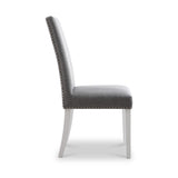 Conran Light Grey Stud Detail Dining Chair with White Legs