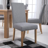 Conran Light Grey Stud Detail Dining Chair with Natural Legs for dining room