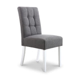 Pryder Grey Faux Linen Dining Chair with White Legs from Roseland Furniture