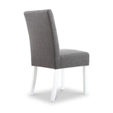 Pryder Grey Faux Linen Dining Chair with White Legs