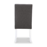 Pryder Grey Faux Linen Dining Chair with White Legs