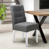 Pryder Grey Faux Linen Dining Chair with White Legs for dining room