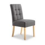 Pryder Faux Linen Grey Dining Chair with Natural Legs from Roseland Furniture