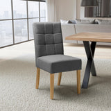 Pryder Faux Linen Grey Dining Chair with Natural Legs for dining room