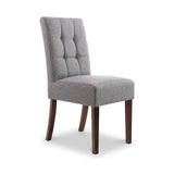 Pryder Grey Faux Linen Dining Chair with Walnut Legs from Roseland Furniture