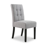 Pryder Light Grey Faux Linen Dining Chair with Black Legs from Roseland Furniture