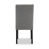 Pryder Light Grey Faux Linen Dining Chair with Black Legs