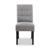 Pryder Light Grey Faux Linen Dining Chair with Black Legs