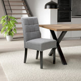 Pryder Light Grey Faux Linen Dining Chair with Black Legs for dining room