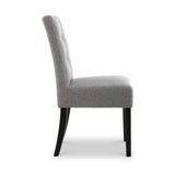 Pryder Light Grey Faux Linen Dining Chair with Black Legs