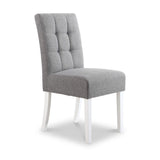 Pryder Light Grey Faux Linen Dining Chair with White Legs from Roseland Furniture