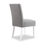 Pryder Light Grey Faux Linen Dining Chair with White Legs