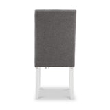 Pryder Light Grey Faux Linen Dining Chair with White Legs