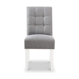 Pryder Light Grey Faux Linen Dining Chair with White Legs