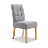 Pryder Light Grey Faux Linen Dining Chair with Natural Legs from Roseland Furniture