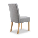 Pryder Light Grey Faux Linen Dining Chair with Natural Legs