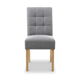 Pryder Light Grey Faux Linen Dining Chair with Natural Legs