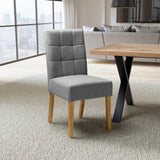 Pryder Light Grey Faux Linen Dining Chair with Natural Legs for dining room