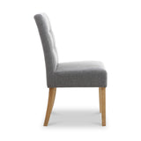 Pryder Light Grey Faux Linen Dining Chair with Natural Legs