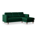 Skye Bottle Green Velvet Chaise Sofa from Roseland Furniture