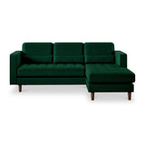 Skye Bottle Green Velvet Chaise Sofa from Roseland Furniture