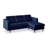 Skye Midnight Blue Velvet Chaise Sofa from Roseland Furniture